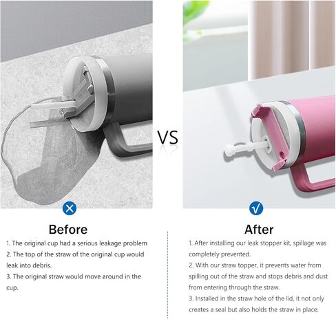 مجموعة سدادات سيليكون مقاومة للانسكاب من 6 قطع، متوافقة مع كوب ستانلي 1.0/30 و40 اونصة مع مقبض، 2 غطاء بماصة و2 مربع و2 سدادة دائرية مانعة للتسرب من السيليكون لملحقات اكواب ستانلي in Kuwait
