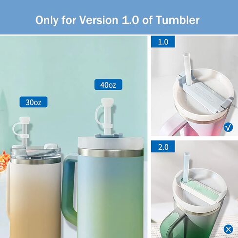 مجموعة سدادات سيليكون مقاومة للانسكاب من 6 قطع، متوافقة مع كوب ستانلي 1.0/30 و40 اونصة مع مقبض، 2 غطاء بماصة و2 مربع و2 سدادة دائرية مانعة للتسرب من السيليكون لملحقات اكواب ستانلي in Kuwait