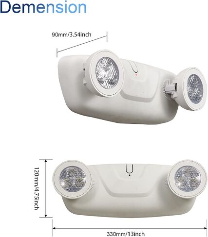 مصابيح طوارئ LED TANLUX مع بطارية احتياطية، مصابيح طوارئ تجارية قابلة للتعديل برأسين، مدرجة في قائمة UL، تيار متردد 120/277 فولت، مصابيح طوارئ سلكية للأعمال - 3 عبوات (أبيض) in Kuwait