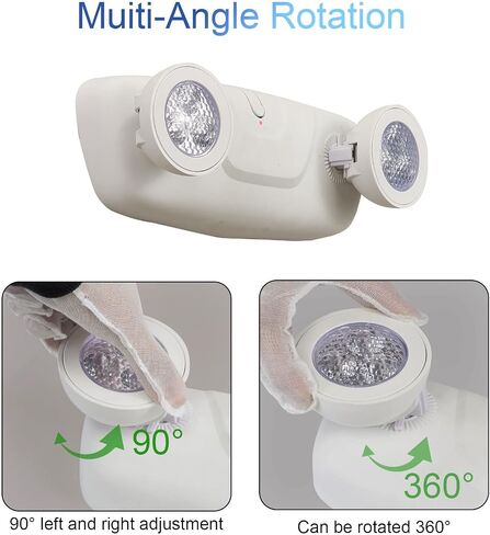 مصابيح طوارئ LED TANLUX مع بطارية احتياطية، مصابيح طوارئ تجارية قابلة للتعديل برأسين، مدرجة في قائمة UL، تيار متردد 120/277 فولت، مصابيح طوارئ سلكية للأعمال - 3 عبوات (أبيض) in Kuwait