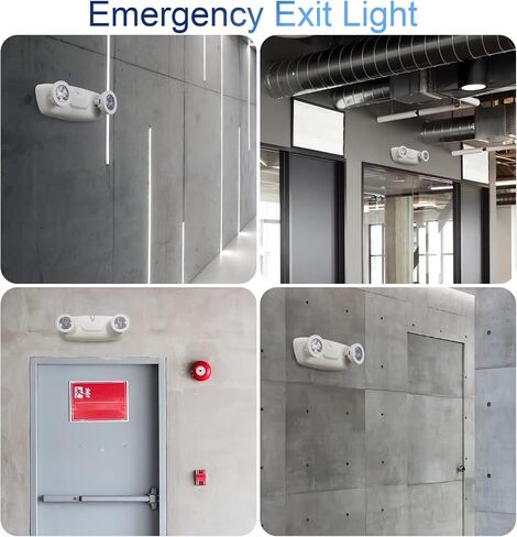 مصابيح طوارئ LED TANLUX مع بطارية احتياطية، مصابيح طوارئ تجارية قابلة للتعديل برأسين، مدرجة في قائمة UL، تيار متردد 120/277 فولت، مصابيح طوارئ سلكية للأعمال - 3 عبوات (أبيض) in Kuwait