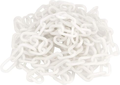 وصلات سلسلة بلاستيكية بيضاء بطول 164 قدم من MUKCHAP، سلسلة أمان بلاستيكية خفيفة الوزن، سلسلة حاجز بلاستيكي للتحكم في الحشود، خط الانتظار، الديكور، طول الرابط، العرض والسمك 1.36 × 0.78 × 0.24 بوصة in Kuwait