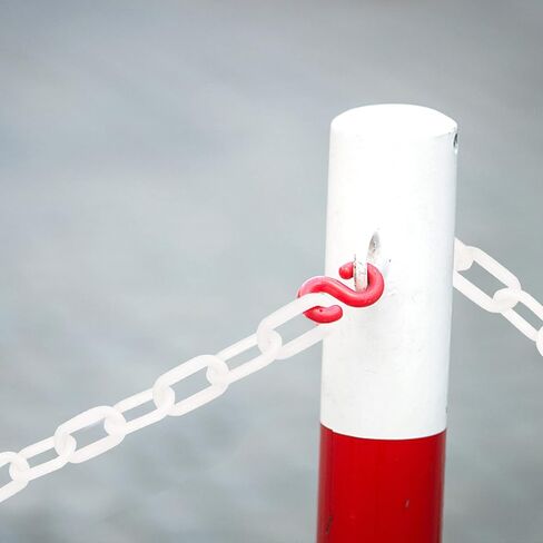 وصلات سلسلة بلاستيكية بيضاء بطول 164 قدم من MUKCHAP، سلسلة أمان بلاستيكية خفيفة الوزن، سلسلة حاجز بلاستيكي للتحكم في الحشود، خط الانتظار، الديكور، طول الرابط، العرض والسمك 1.36 × 0.78 × 0.24 بوصة in Kuwait