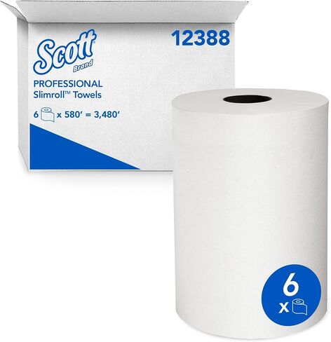 Scott Control Slimroll Hard Roll Paper Towels (12388) with Fast-Drying Absorbency Pockets, White, 6 Rolls / Case, 580' / Roll in Saudi Arabia