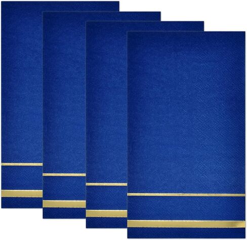 Gift Boutique 100 Gold Trim Lined Black Guest Napkins Disposable Paper Pack Elegant Dinner Hand Napkin for Bathroom Wedding Gold Foil Decorative Towel in Kuwait
