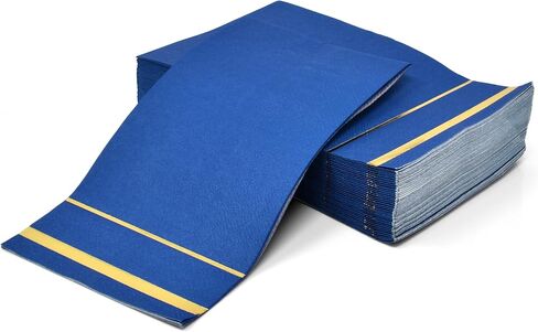 Gift Boutique 100 Gold Trim Lined Black Guest Napkins Disposable Paper Pack Elegant Dinner Hand Napkin for Bathroom Wedding Gold Foil Decorative Towel in Kuwait