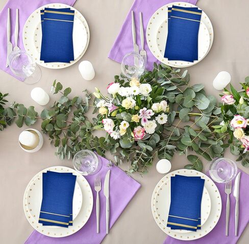 Gift Boutique 100 Gold Trim Lined Black Guest Napkins Disposable Paper Pack Elegant Dinner Hand Napkin for Bathroom Wedding Gold Foil Decorative Towel in Kuwait