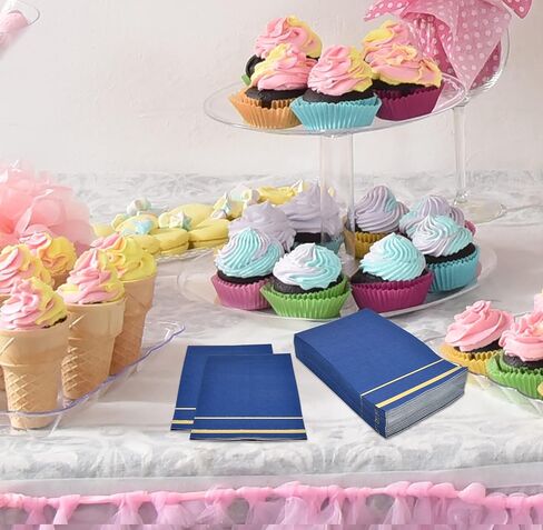 Gift Boutique 100 Gold Trim Lined Black Guest Napkins Disposable Paper Pack Elegant Dinner Hand Napkin for Bathroom Wedding Gold Foil Decorative Towel in Kuwait