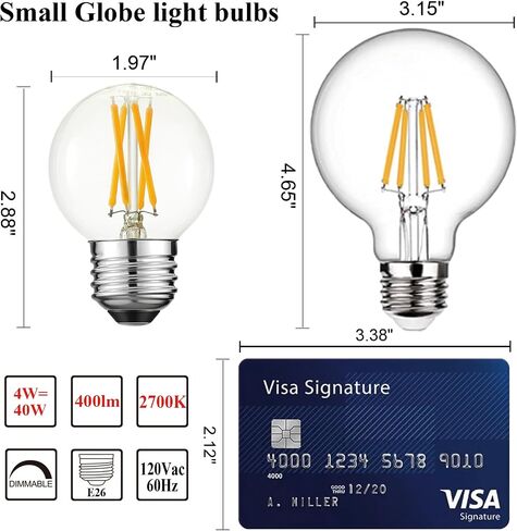 لمبة Arberlic G16.5 قابلة للتعتيم، لمبة LED 4W E26 مكافئة 40 وات e26، أبيض محايد 4000K، 400lm، CRI>85، AC120V، نمط Edison، زجاج شفاف، خالي من الوميض، حزمة من 6 in Kuwait