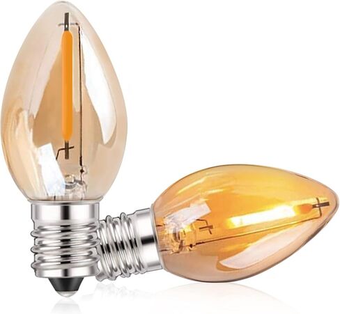 C7 LED E12 لمبة الشمعدانات الصغيرة اديسون شمعة ضوء الليل لمبات مصباح الملح 0.5 واط ما يعادل 5 واط 7 واط أبيض دافئ 2700 كيلو لمبات واضحة للثريا ضوء عيد الميلاد 50 لومن غير قابل للتعتيم (حزمة من 2) in Kuwait
