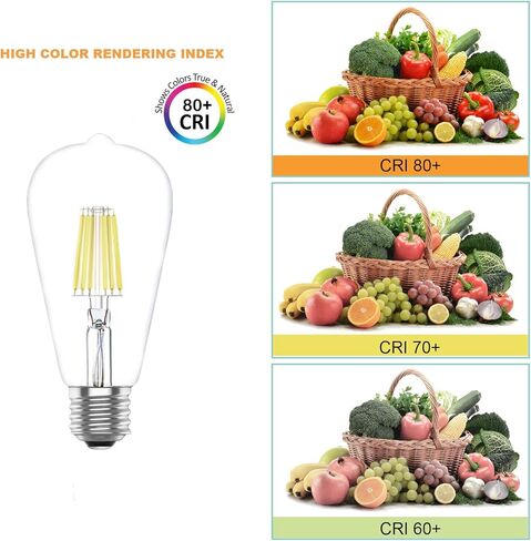 Vintage LED Light Bulbs,E26 Edison Filament,6W,60 Watts Equivalent,Soft White 2700K,2 Packs in Kuwait