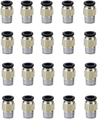 تركيب الانابيب بالدفع للتوصيل، 20 قطعة من تركيبات ادوات الهواء مباشرة سريعة الفك وصلات الانابيب سريعة التوصيل، ذكر مستقيم 1/4 انش قطر الانبوب × 1/4 انش سن ان بي تي in Kuwait