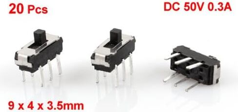 uxcell 20 Pcs On/Off/On DPDT 2P2T 6 Pin Vertical DIP Slide Switch 9x4x3.5mm in Saudi Arabia