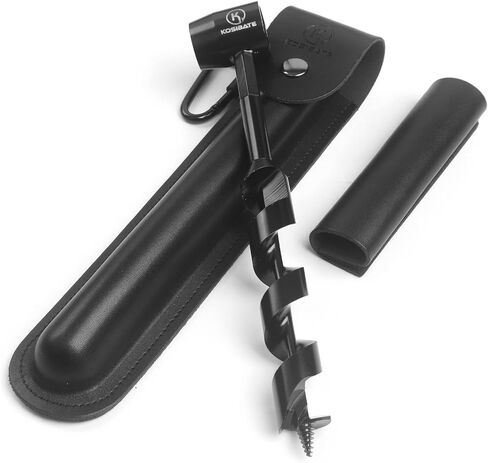 KOSIBATE Bushcraft Gear, Hand Auger Wrench for Easy Wood Drilling - Settlers Wrench and Bushcraft Tools Perfect for Camping and Woodworking Tasks-Scotch Eye Wood Drill with Leather Case Brown in Saudi Arabia