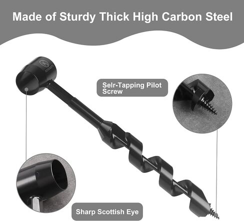 KOSIBATE Bushcraft Gear, Hand Auger Wrench for Easy Wood Drilling - Settlers Wrench and Bushcraft Tools Perfect for Camping and Woodworking Tasks-Scotch Eye Wood Drill with Leather Case Brown in Saudi Arabia