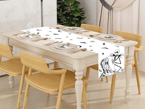 Nightmare Before Christmas Table Runner 72 Inches Long Gothic Jack Skellington and Sally Halloween Christmas Xmas Winter Holiday Home Kitchen Dinging Room Table Decorations in Kuwait