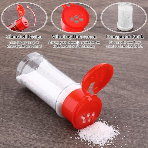 50 Pcs Plastic Spice Jars Spice Bottles Seasoning Jars Spice Shaker Plastic Jars 3.3fl oz/100ml Seasoning Shaker with Red Shaker Lid for Storing Spice Herbs and Seasoning Powders for Kitchen Camp in Saudi Arabia