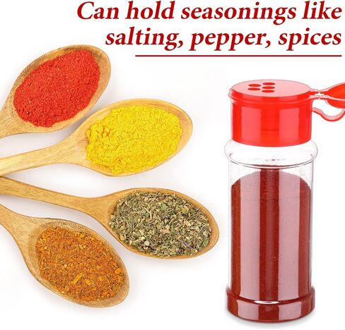 50 Pcs Plastic Spice Jars Spice Bottles Seasoning Jars Spice Shaker Plastic Jars 3.3fl oz/100ml Seasoning Shaker with Red Shaker Lid for Storing Spice Herbs and Seasoning Powders for Kitchen Camp in Saudi Arabia