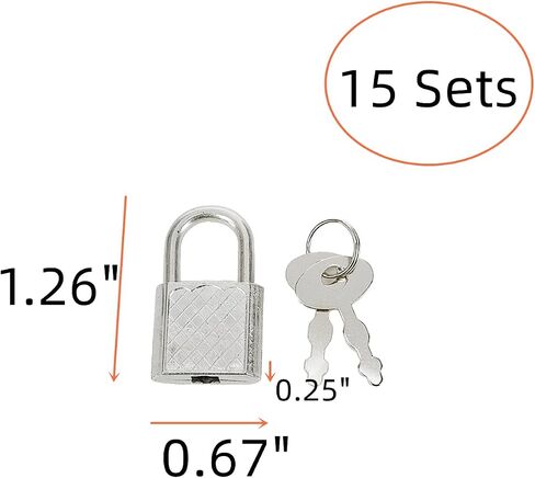 15 Pcs Mini Diary Metal Lock,Mini Padlock with Key for Suitcase Lock Schoolbag Backpack Padlock Luggage Lock Padlock,Bronze in Kuwait