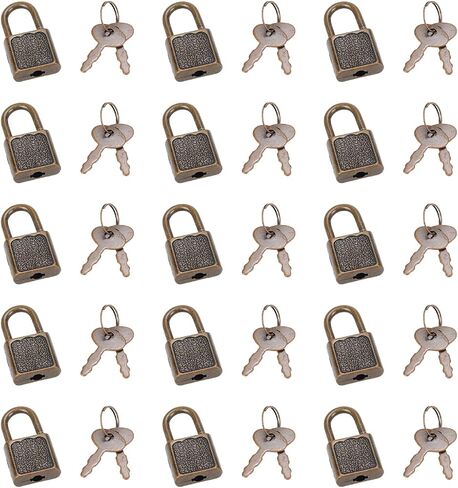 15 Pcs Mini Diary Metal Lock,Mini Padlock with Key for Suitcase Lock Schoolbag Backpack Padlock Luggage Lock Padlock,Bronze in Kuwait