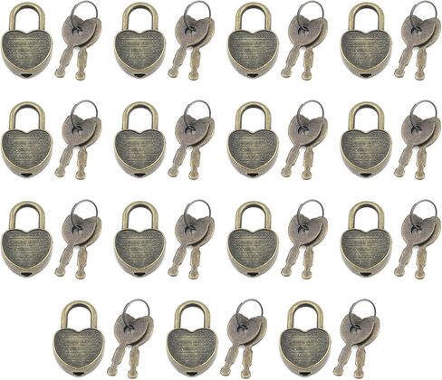15 Pcs Mini Diary Metal Lock,Mini Padlock with Key for Suitcase Lock Schoolbag Backpack Padlock Luggage Lock Padlock,Bronze in Kuwait