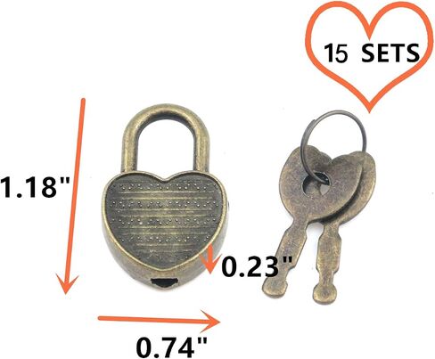 15 Pcs Mini Diary Metal Lock,Mini Padlock with Key for Suitcase Lock Schoolbag Backpack Padlock Luggage Lock Padlock,Bronze in Kuwait
