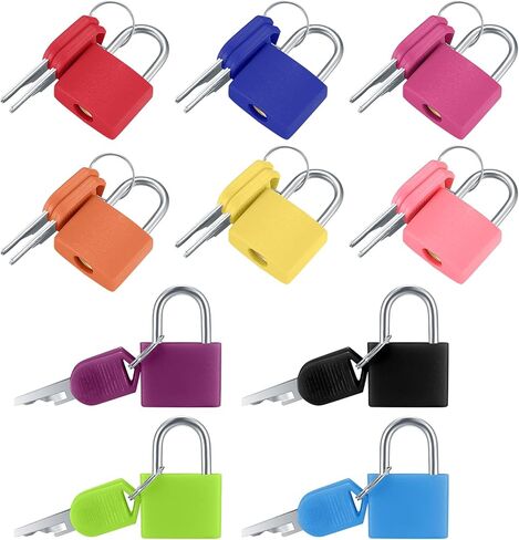 8 Pcs Suitcase Locks with Keys, Small Metal Luggage Padlocks with Keys, Mini Multicolor Keyed Padlock for School Gym Classroom Matching Game Locker, 8 Colors in Kuwait