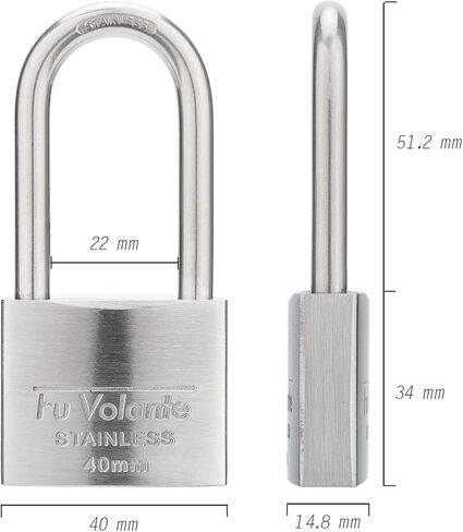 Stainless Steel Pin Tumbler Padlock, 304 Marine Series, Weatherproof Padlock for Outdoor use, 1-1/2 inch Wide Body, Keyed Alike Locks- Stainless Steel Body & Long Shackle-2 Pack in Saudi Arabia