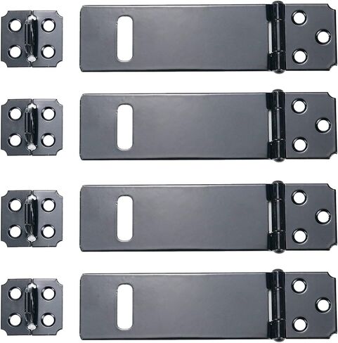 4Pcs 3Inch Black Padlock Hasp,Door Slide Latch Lock Black Painted Iron Lock Black Iron with Screws for Home Yard Garden in Kuwait