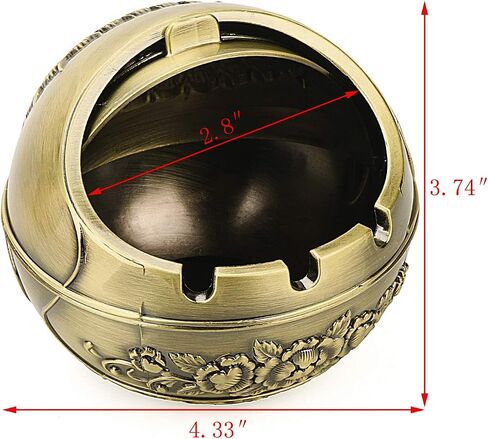 Vintage Decorative Windproof Ashtray with Lid for Cigarettes Metal Portable Cigar Ashtray Odor Eliminator Indoor outdoor Hand Carved Fancy Gift Ornament for Men Women Home Office(Peacock-Bronze) in Kuwait