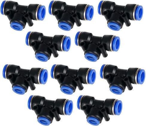 Metalwork Push to Connect Reducing Tee Union Fitting, 8mm x 6mm x 8mm OD, Air Hose Reducer T Connector Splitter (Pack of 10) in Kuwait