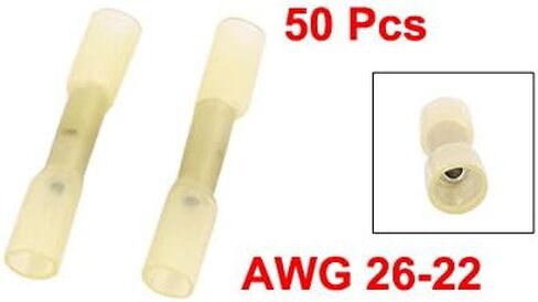 uxcell 50 Pcs BHT0.5 Heat Shrink Electrical Waterproof Solder Wire Terminals AWG 26-22 Yellow in Saudi Arabia