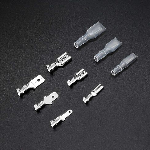 DYWISHKEY 345Pcs Quick Splice 2.8mm 4.8mm 6.3mm Male and Female Wire Spade Connector Wire Crimp Terminal Block with Insulating Sleeve Assortment Kit for Electrical Wiring Car Audio Speaker in Saudi Arabia