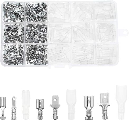 DYWISHKEY 345Pcs Quick Splice 2.8mm 4.8mm 6.3mm Male and Female Wire Spade Connector Wire Crimp Terminal Block with Insulating Sleeve Assortment Kit for Electrical Wiring Car Audio Speaker in Saudi Arabia