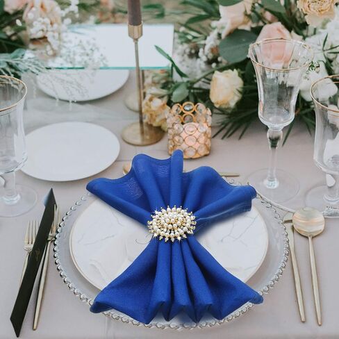 Patelai 8 Pcs Pearl Napkin Rings Flower Rhinestone Napkin Holder Metal Christmas Napkin Rings Set for Xmas Holiday Birthday Party Dinner Table Decoration in Kuwait