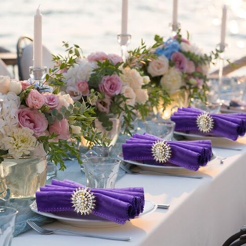 Patelai 8 Pcs Pearl Napkin Rings Flower Rhinestone Napkin Holder Metal Christmas Napkin Rings Set for Xmas Holiday Birthday Party Dinner Table Decoration in Kuwait