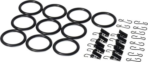 Ikea Syrlig - Curtain Ring With Clip And Hook, Black / 10 Pack - 38 Mm in Kuwait