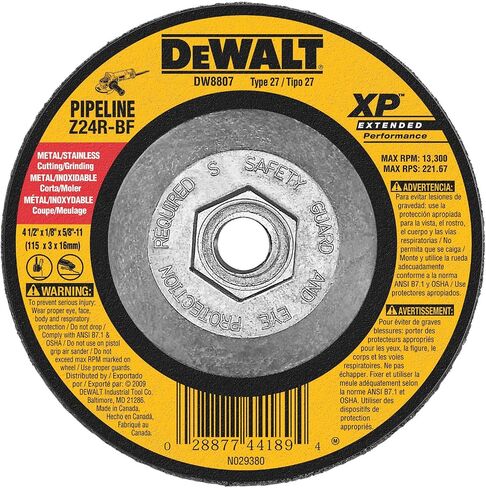 DEWALT DW8807 4-1/2-Inch by 1/8-Inch by 5/8-Inch-11 XP Grinding Wheel in Saudi Arabia