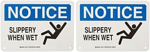 Brady 129115 آلة وعلامة تشغيلية، أسطورة "Slippery When Wet"، ارتفاع 7 بوصات، عرض 10 بوصات، أسود، أزرق، أحمر على أبيض، أسود، أزرق، وأبيض in Saudi Arabia