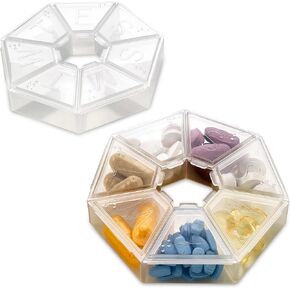 MEDca Weekly Pill Organizer Clear 7-Sided Pill Reminder, Round Shaped in Saudi Arabia