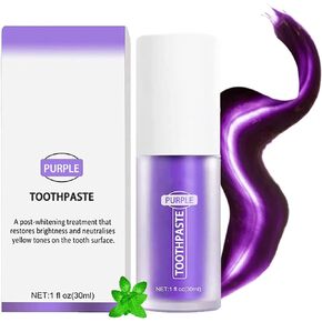 Purple Toothpaste for Teeth Whitening, Purple Tooth Whitening Toothpaste Gel for Sensitive Teeth, Teeth Cleansing Toothpaste for Yellow Teeth, Purple Teeth Whitening Kit Stain Removal Teeth in Kuwait
