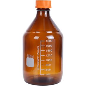 20 Pieces Amber Borosilicate Glass 100 mL Graduated Round Lab Reagent Media/Storage Bottle With GL45 Orange Screw Cap