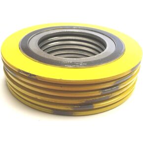 Sterling Seal 9000IR14304GR1500X6 304 Stainless Steel Spiral Wound Gasket with 304SS Inner Ring and Flexible Graphite Filler, Pressure Class 1500#, for 14" Pipe, Yellow with Grey Stripe (Pack of 6) in Saudi Arabia