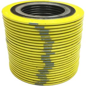 حشية جرح حلزونية من الفولاذ المقاوم للصدأ 9000IR8304GR1500X24 304 مع حلقة داخلية 304SS وحشو جرافيت مرن، فئة الضغط 1500#، لأنابيب 8 بوصات، أصفر مع شريط رمادي (عبوة من 24 قطعة) in Kuwait