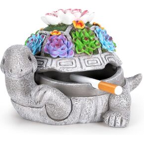 منفضة سجائر سكوتي المحمولة مع غطاء من الراتنج في الهواء الطلق منفضة سجائر مقاومة للماء، ديكور سلحفاة لطيف، منفضة سجائر بدون دخان، مكتب منزلي، فناء حديقة، شرفة، ديكور داخلي خارجي، منفضة سجائر سجائر in Kuwait