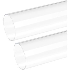 DMiotech 2pcs 36mm x 40mm 8" Clear Acrylic Pipe Rigid Plastic Tubing for Aquarium Water Pipe, Water Cooling System, Plumbing
