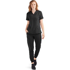 Tafford Active Stretch Women’s Cargo Jogger Scrub Set (XS-3X, 8 Colors) – Includes V-Neck Top and Elastic Jogger Pant