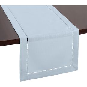 مفرش طاولة الخريف من Brio Trends، مفرش طاولة ذو خياطة زرقاء مغبرة مثالي لديكور المزرعة - مفرش طاولة أزرق فاتح مثالي لديكور المطبخ الأزرق - Camino De Mesa Azul - (طوله 14 × 54 بوصة) in Kuwait