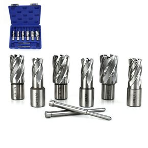 قواطع حلقية من OSCARBIDE 8 قطع/مجموعة، ساق ويلدون 3/4 بوصة، عمق القطع 1 بوصة، 9/16، 5/8، 11/16، 13/16، 15/16، قطر القطع 1 بوصة، لقم ثقب ماج للمغناطيس مكبس الحفر مع 2 قطعة من الدبابيس التجريبية in Kuwait