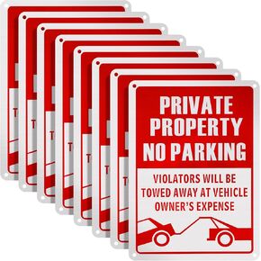 8 قطع من لافتات عدم وقوف السيارات 14 × 10 انش لافتة معدنية من الالومنيوم للممتلكات الخاصة للممر في الاماكن المغلقة والمفتوحة مقاومة للطقس ومقاومة للصدا in Kuwait